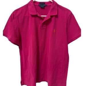 Ralph Lauren Hot Pink Short Sleeve Collared Polo Shirt Women's Size XL Classic